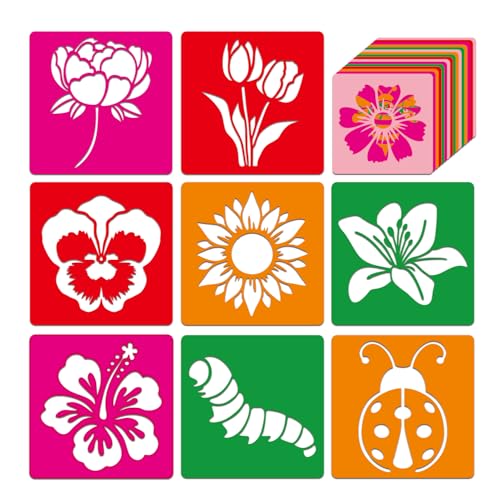 24 Pcs Stencils Spring Themed Sidewalk Chalk Stencils Outdoor Stencil for Painting Simple Style Cute Template 5 Inches