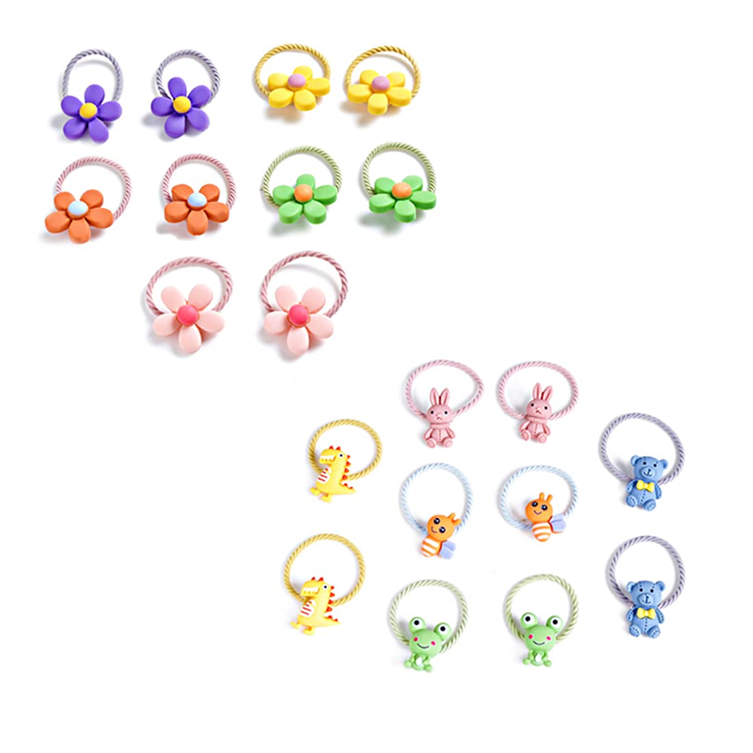 Melbees by Yellow ChimesYellow Chimes Combo of 10 Pairs of Ponytail Holder Rubber Bands Cute Characters for Kids Girls Hair Accessories (Pack of 20)