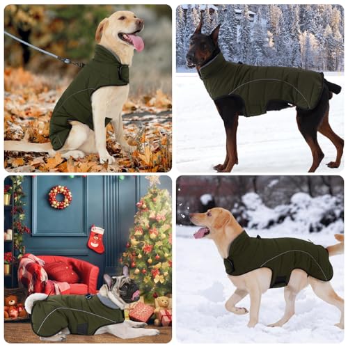 LIANZIMAU Hundejacke Wasserdichter Hundemantel Reflektierende Jacke für kaltes Wetter mit weichem Fleecefutter Warmer Mantel