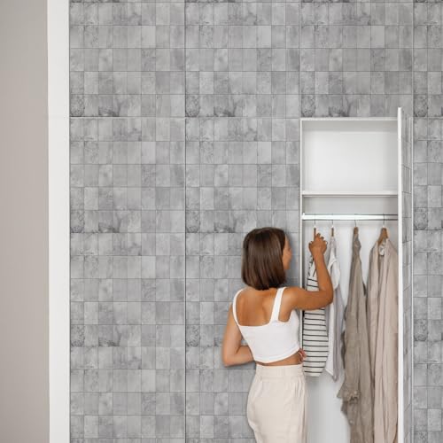 Vinilo para muebles de azulejos grises 75x150 cm mate autoadhesivo para renovar frentes de cocina 3