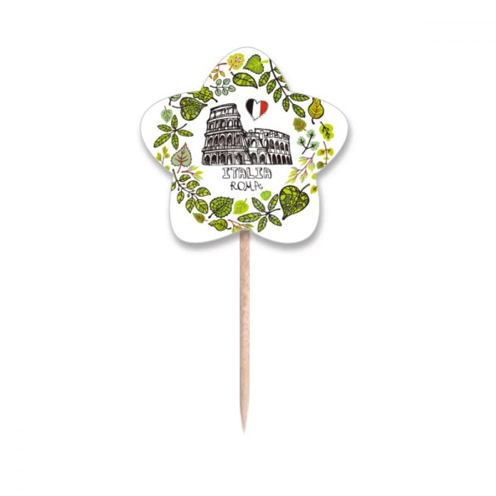 Cure-dents drapeaux Rome Italie avec lable étoile pour personnalisation de cupcakes