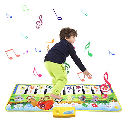 zoordo Musical Piano Mat, Educational Learning Toy 8 Different Instruments Sound 19 Keyboard with Play Record Playback Demo Mode for Toddlers Kids Children (Small 39.4 x 14.2 inches)