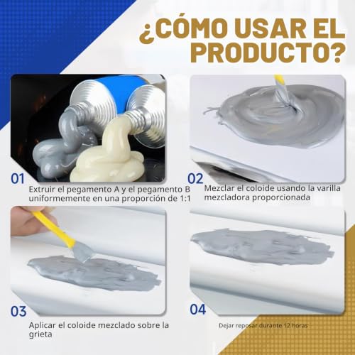 Miniatura 5 de Soldadura En Frio Para Metal, Pegamento Metal Con Metal, Pegamento Para Metal, Pasta De Reparación De Metalresistencia Al Calor Industrial Pegamento Plastico Extrafuerte-100g A