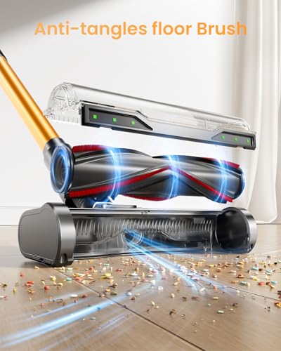 Image of Cordless Vacuum Cleaner, 650W /60KPA /70 Mins Vacuum Cleaners for Home with Self-Standing, Anti-Tangle Vacuum Cordless, Smart Display and 1.8L Cup Cordless Stick Vacuum Cleaner for Pet Hair /Carpets