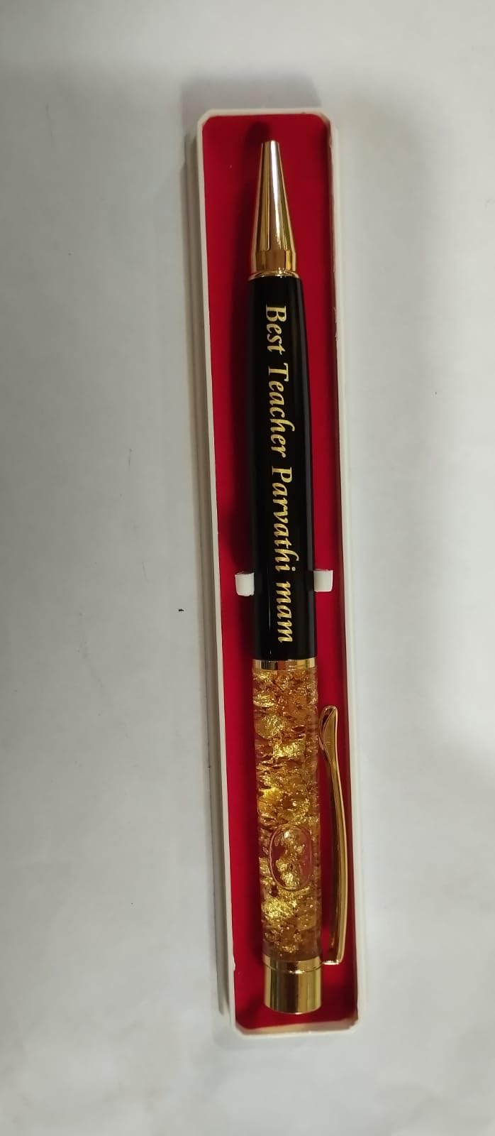 US CRAFT Personalized Engraved Metal Pen for Gifting - Name Printed on Body (Golden Black) Pack of 1 (For Embossed Whatsapp On 8879003556)