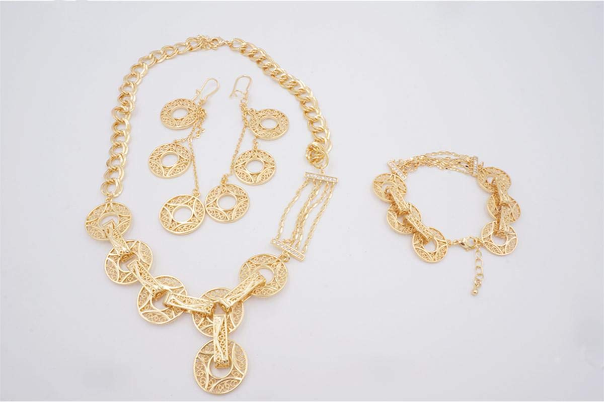 Fantastic-OneFashion Jewelry 18K Gold Plated Coin Shape Necklaces,Bracelets and Rings Jewelry Set for Women