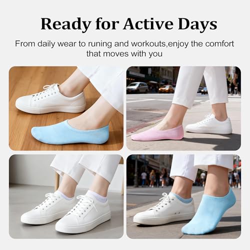 Image of No Show Socks Womens,Cotton Low Cut Ankle Socks,Non Slip Invisible Socks for Flats Sneakers Daily Wear 10 Pairs