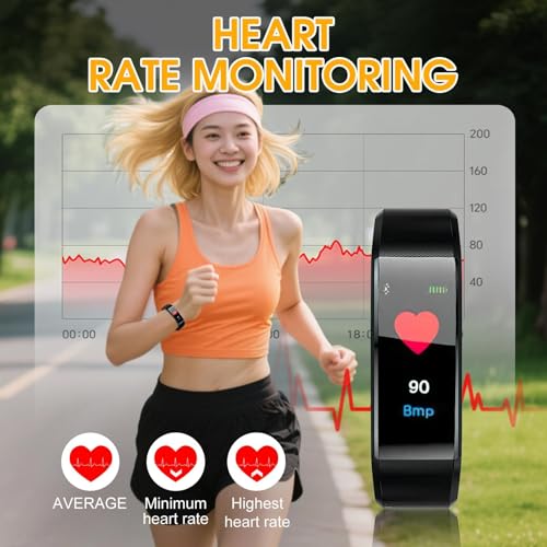 Fitness Tracker Activity Tracker with Heart Rate Sleep Monitor Smart Watch with Step Calories Counter Pedometer Blood Oxygen IP67 Waterproof with 14 Sports Mode Plug Into Computer for Charging - Image 6