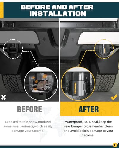 Image of Trumgeta 2PCS Rear Bumper Crossmember End Caps | Fit for 4th Gen Toyota Tacoma (Fits Hybrid) Accessories 2024 2025 2026 Waterproof Black Rubber Stopper Cover Protection