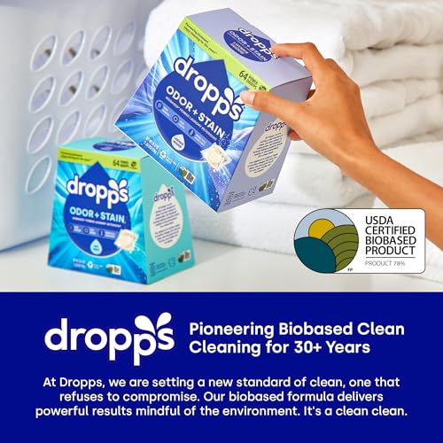 Image of Dropps Oxi Booster Pods, Unscented (64 Count) - Laundry Whitener & Stain Remover | Free & Clear | Laundry Booster | Chlorine-Free Bleach Alternative | Clean Ingredients | Plastic-Free Packaging