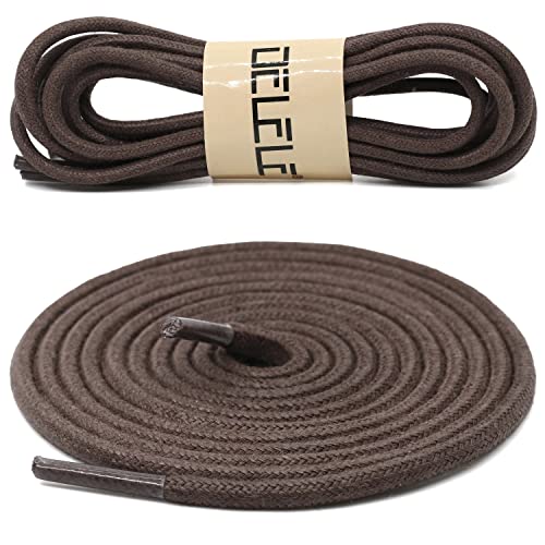 Image of DELELE 2 Pair Super Cotton Round Waxed Shoelaces 1 /8 inchThick Shoe String Boot Laces for Dress Shoes