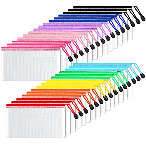 sunee mesh zipper pouch 46x92in 10 colors 30 packs mesh bags with zipper for school office supplies travel accessories waterproof zipper pouches for organizing