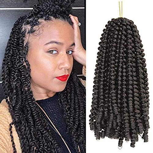 Ronsaen 8 Inch 8 Packs Spring Twist Hair Real Kanekalon Synthetic Crochet Braids Braiding Hair Extensions (8"8Packs,1B)