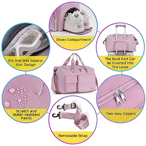 FIORETTO Womens Mens Sports Gym Bag Duffle Bag with Shoes Compartment - Image 4
