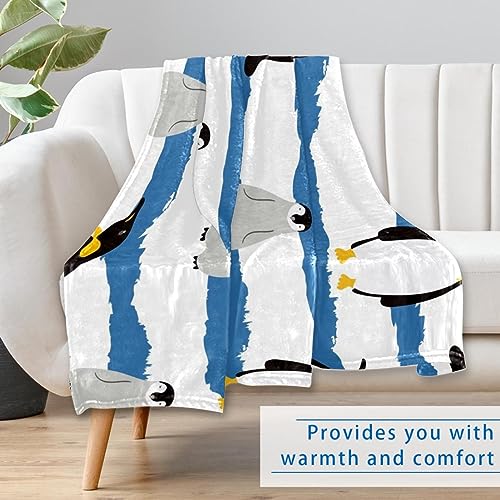 Couverture chaude pingouins 150x100 confortable pour canapé et lit