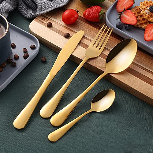Couverts de table 24 pièces en acier inoxydable lavables au lave-vaisselle, repas sans tache