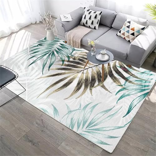 Tapis porte entree exterieur 150x200cm design moderne feuilles gris vert - 2