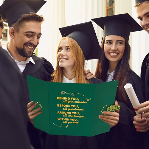 Image of Vlipoeasn 2PCS Graduation Guest Book Alternative, Green Gold Class of 2026 Party Decorations, Grad Signature Book for 2026 College High School, Unique Graduation Gifts for Friends