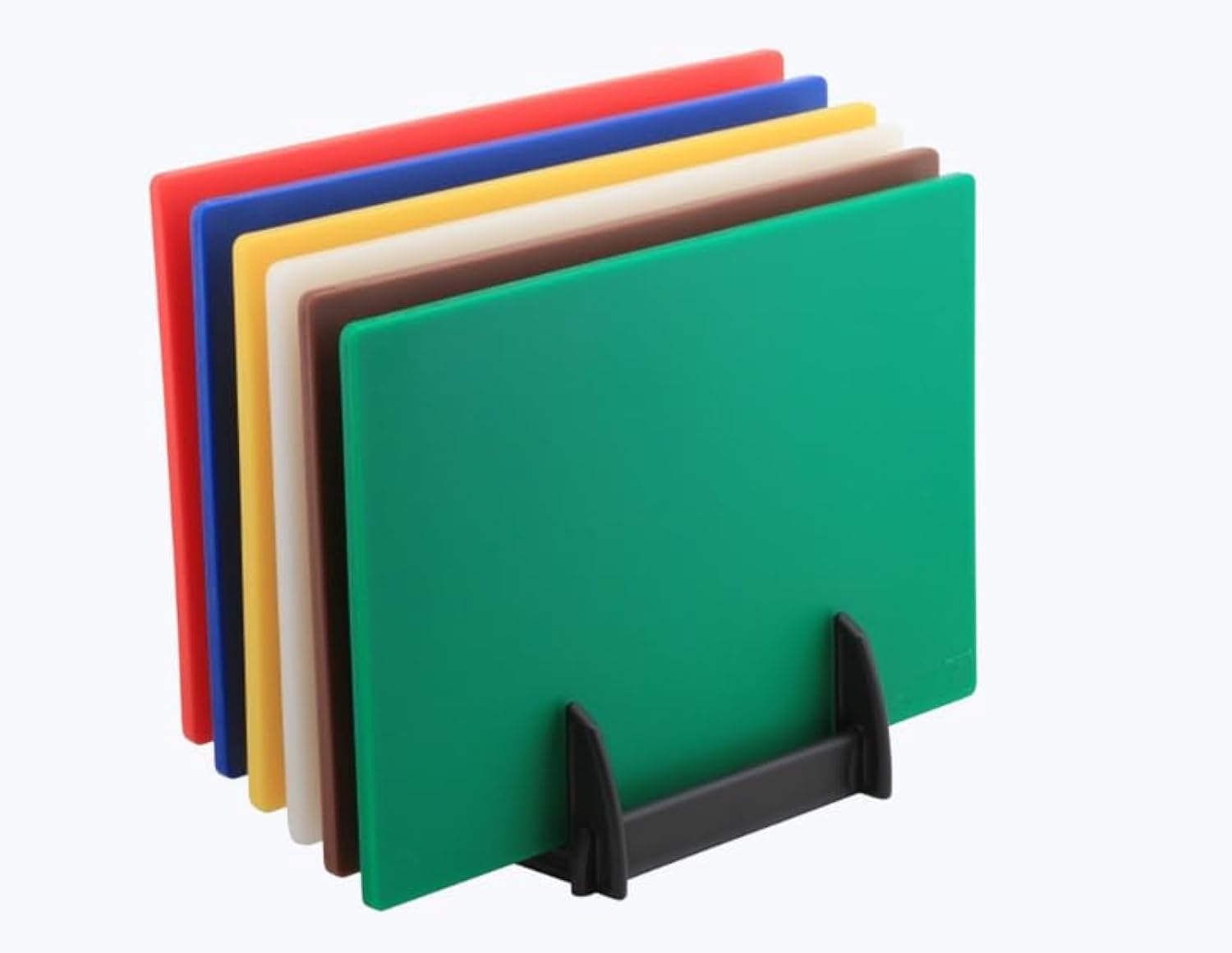 BakiProfessional Cutting Board for Kitchen/Restaurant, 45x30x1.1 cm Color-Coded(Set of 6) Plastic Chopping Board with and Without Rack (with Rack)