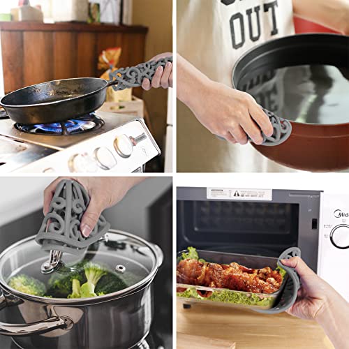 Image of CHEFBEE 3PCS Heat Resistant Silicone Trivet Mats for Hot Dishes, Gray | Flexible, Non-Slip, Modern Kitchen Trivets Protects Table & Countertop, For Teapots Pans Bowls, Daily Kitchen Use