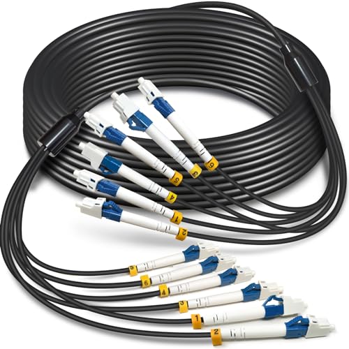 Image of 10 Meters 6 Core Industrial TPU LC to LC Outdoor Armored Fiber Optic Cable, OS2 Single Mode 6 Strands Fiber Patch Cable with LC Connectors, 9 /125um, OD-5mm, Direct Burial LC-LC