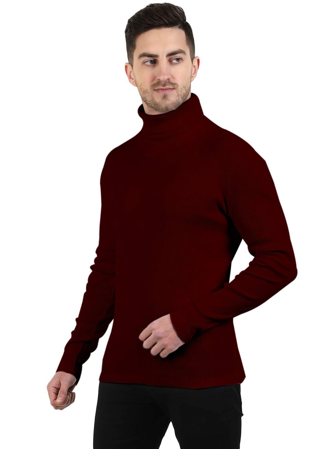 SEHAJ Enterprises Men's Full Sleeve High Neck Ribbed Sweater - Stylish, Comfortable, & Easy Maintenance for Casual & Professional Occasions - Ideal for Cold Weather with Cotton Blend