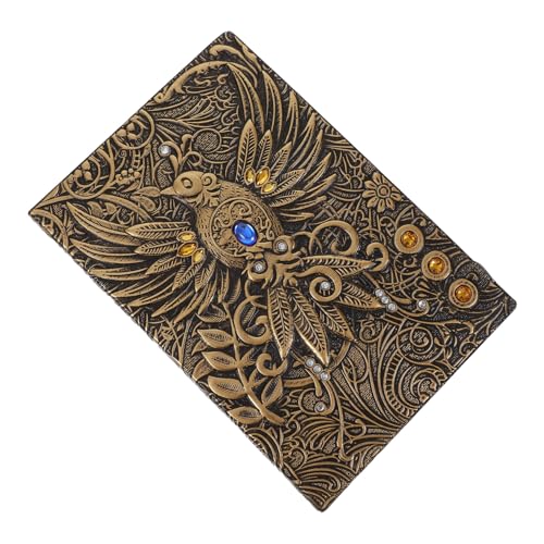 NIYANGLE Cuaderno de Viaje Retro Estilo Europeo Tapa Dura Fénix Bronce para Diario de Notas y Álbum de Scrapbook Creativo