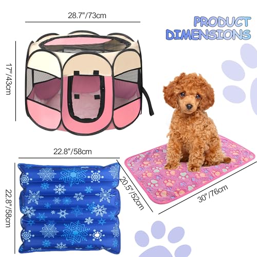 Pet Cat Whelping Playpen for Indoor Cats Enclosed – Whelping Pen with Pet Cooling Mat and Pet Blanket, Portable Foldable Dog Playpen for Small Dogs and Cats, Bunny Pet Cat Whelping Playpen for Indoor Cats Enclosed – Whelping Pen with Pet Cooling Mat and Pet Blanket, Portable Foldable Dog Playpen for Small Dogs and Cats, Bunny