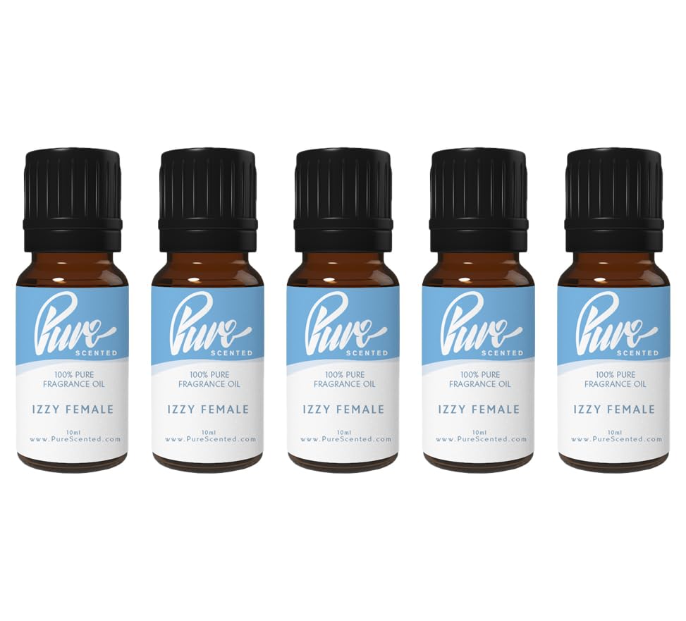 Pure Scented 50ml Fragrance Oils - 5 x 10ml Suitable for Candles, Soaps, Slime, Diffusers, Cosmetics, Wax Melts, Designer (5 x 10ml, Izzy Female)