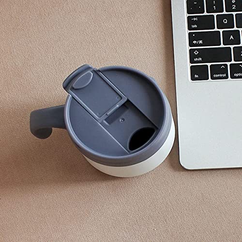 Image of Insulated Coffee Mug with Lid Travel Hot and Cold Coffee Mug with Spoon Double Wall Vacuum Insulated Stainless Steel Mug for Daily Drinks | BPA Free | (White)