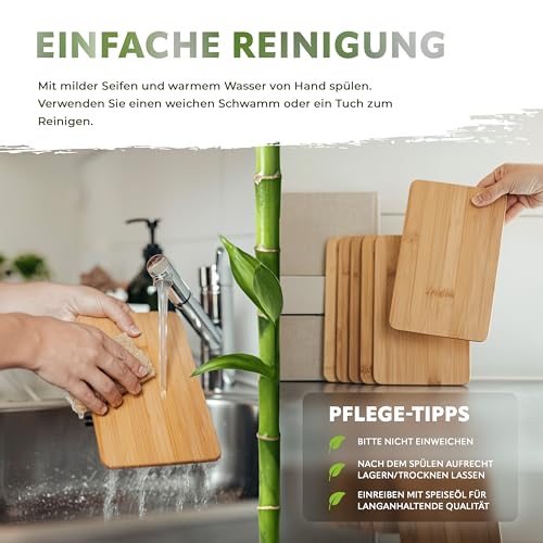 Exitoso Frühstücksbrettchen 6er Set aus Bambus 22 x 14 cm | Brettchen Set | Schnittfeste, messerschonende Brottbretter… – Ansicht 3