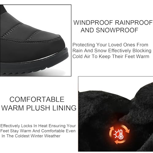 Women'S Warm Fur Lined Winter Snow Boots Comfortable Non-Slip Outdoor Slip-On Wedge Waterproof Ankle Boots For Walking Vacation2