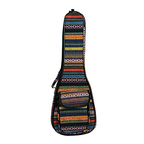 Bolsa Mochila Case de Ukulele com Estilo Nacional Especial 6mm Espuma Algodão Padrão Tecido Cinto Ombro Ajustável para Ukuleles Concert 23 Macio Leve