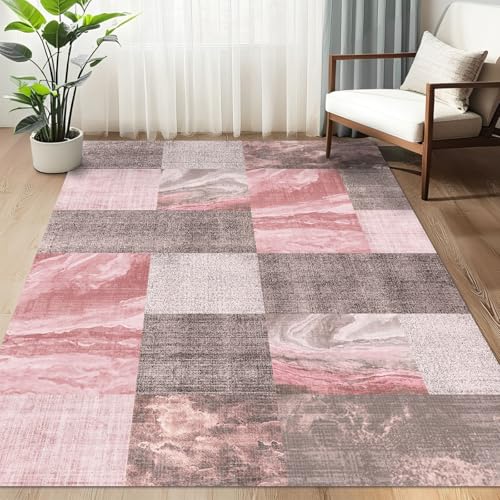 Tapete lavable 3x5 ft para dormitorio, diseño abstracto neutral miniatura 1