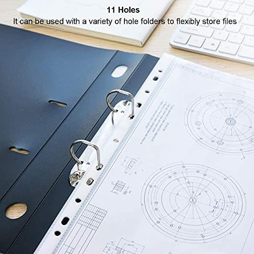 75 Pack 300 Micron Sheet Protectors, Plastic Clear Folder Leafs Document Sleeves,Reinforced 11-Hole,Heavyweight Non-Glare, Acid-Free, Archival Safe for Documents and Photos (A-4 Size)
