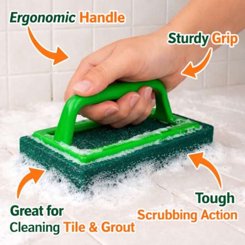 Image of Combo Pack - Triangle Scrubber Brush & Rectangle Tile & Grout Brush Cleaner | Heavy-Duty Bathroom & Kitchen Cleaning Brushes