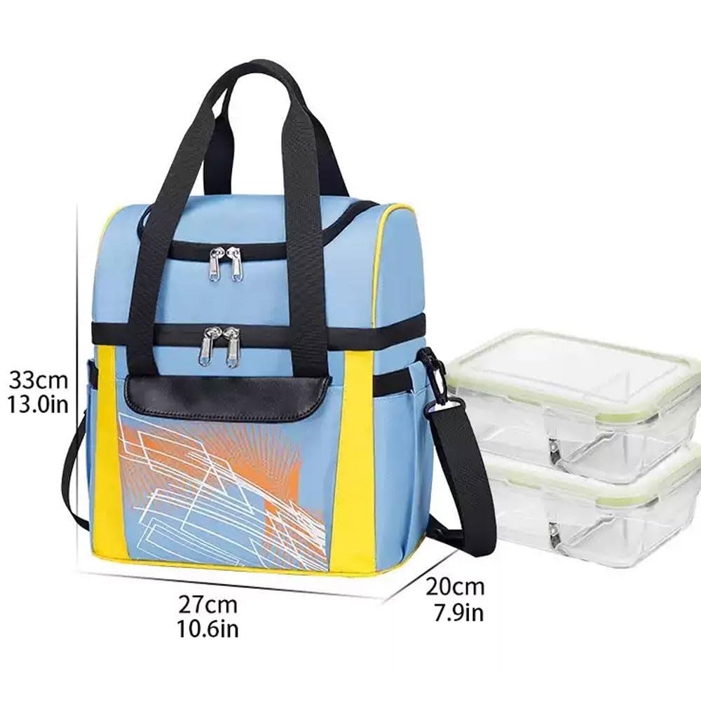 Borsa for il pranzo, grande scatola for il pranzo isolata, borsa termica morbida for uomini e donne adulti(Navy Blue)