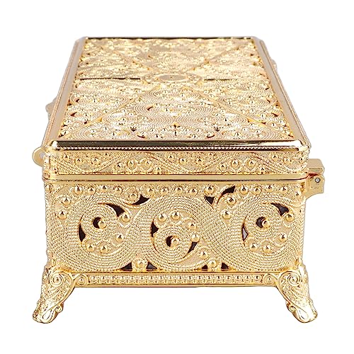 Boîte à bijoux vintage métal or pour décoration table de chevet