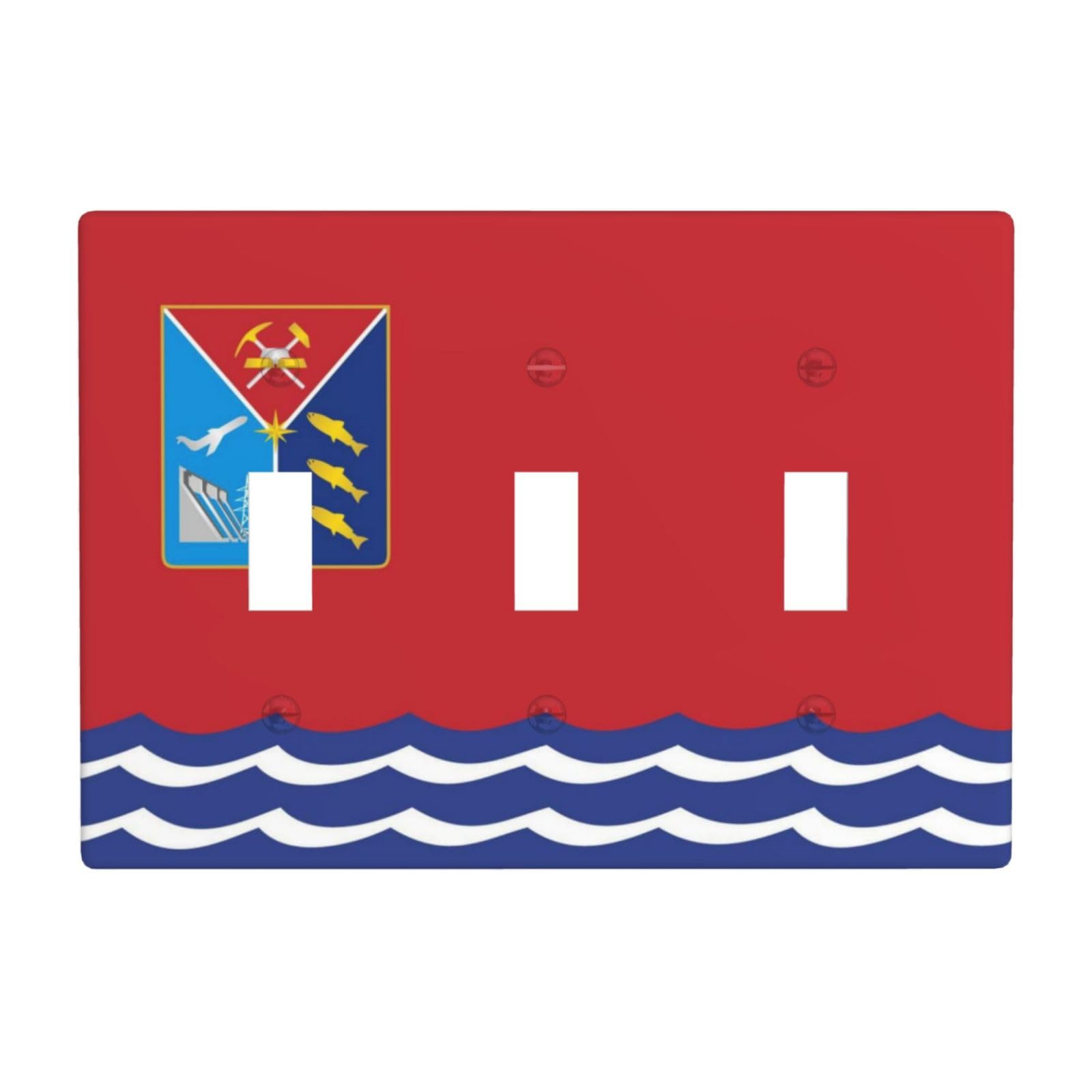Flag of Magadan 3 Gang Switch Plate Cover-Unbreakable Polycarbonate Wall Plate, Heat Resistant Toggle Switch Decor for Home