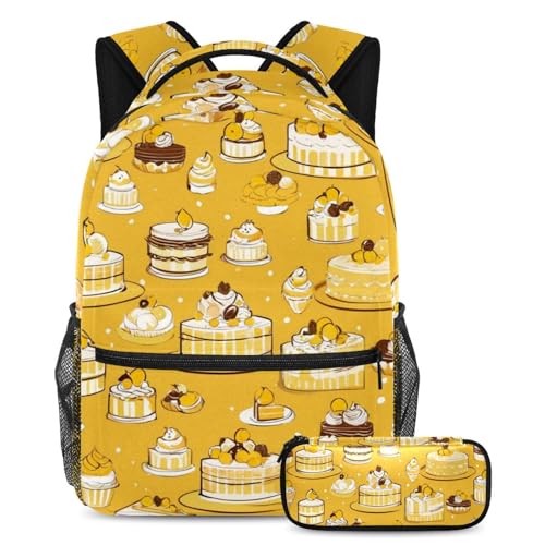 Sac à dos motif dessert avec trousse scolaire assortie pour ado fille et garçon