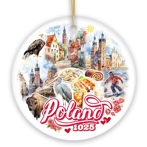 Vibrant Poland Cultural Heritage Ornament, Eastern European Landmarks and Warsaw Souvenir (Version 2)