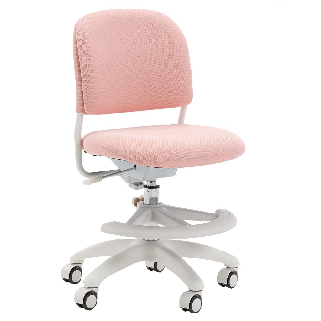 GIZNXBA Silla Giratoria Infantil con Ruedas, Silla De Escritorio para Niños Ergonómica con Reposapiés, Silla De Estudio para Niños Y Niñas, Altura Y Respaldo Ajustables (Color : /Pink)