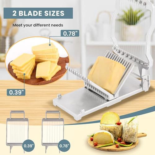 Kommerzieller Käseschneider mit 10mm 20mm Draht, Hochleistungs-Edelstahlschneider für Butter-Schinken-Ei, ergonomisches manuelles Schneidewerkzeug für Deli-Küche