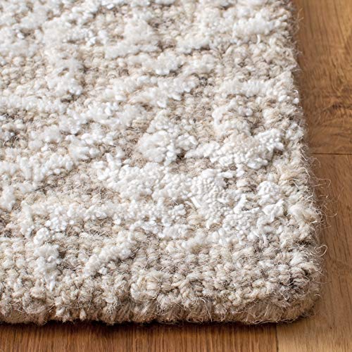 Tapete beige rectangular 3' x 5' de lana y viscosa miniatura 2