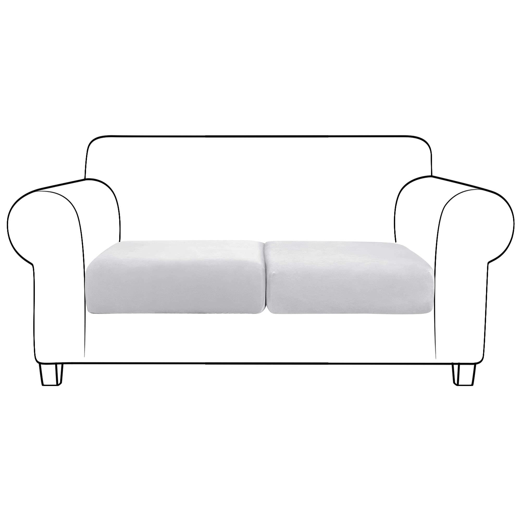 JHLD Velvet Sofa Seat Cushion Covers, Stretch Sofa Cushion Covers Elastic Couch Cushion Cover Sofa Seat Cover Removable Washable For Chair, Loveseat-light grey-2 Piece