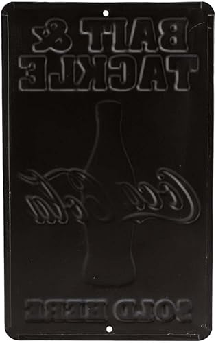 Miniatura 3 de Coca-Cola Bait and Tackle - Letrero de metal en relieve, cartel vintage de pesca de Coca-Cola para casa del lago, cabaña o cabaña