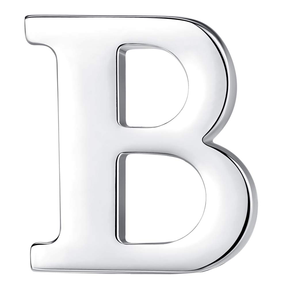 HONEY BEAR Silver Initial Letter Tie Lapel Pin Brooch for Men Women Shirt