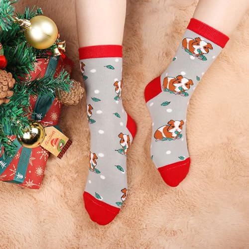 Jeasona 5 Paare Meerschweinchen Socken Damen 35-38 Bunte Lustige Süß Baumwolle Meerschweinchen Geschenk für Mädchen/Frauen Geburtstag Weihnachten