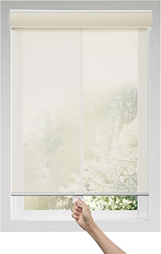 Persilux Persianas enrollables solares para ventanas con filtro de luz, 27 pulgadas de ancho x 72 pulgadas de alto, cortinas traslúcidas con