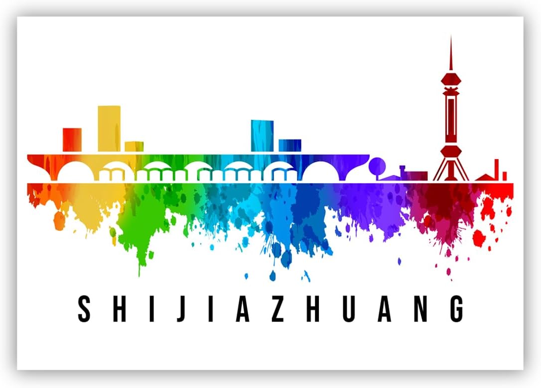 Pera Print China Poster, China-Shijiazhuang Poster, China Illustration Skyline City Poster, Modern Skyline Poster, Cityscape and Landmark Print, Home-Office Wall Art Decoration